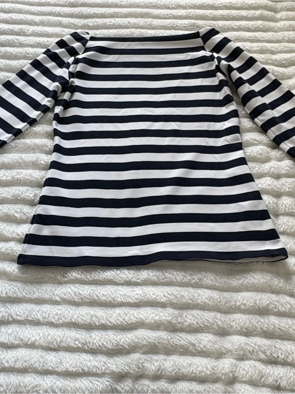 J.Crew Navy & White Breton Stripe Boatneck Top Women’s Medium 3/4 Sleeve